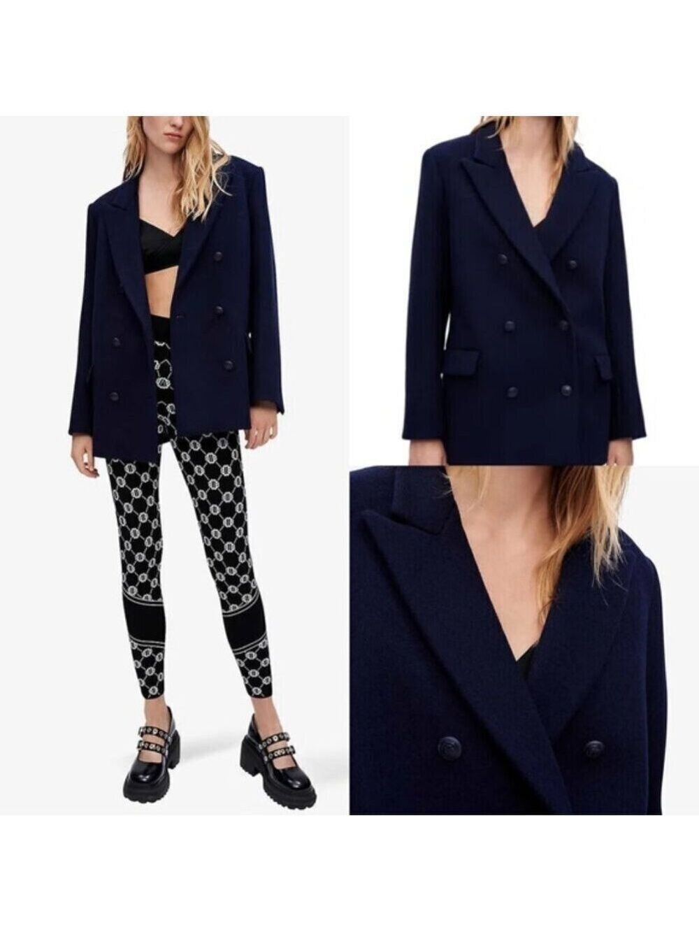 MAJE Galariti Double-Breasted Wool-Blend Coat Size 38